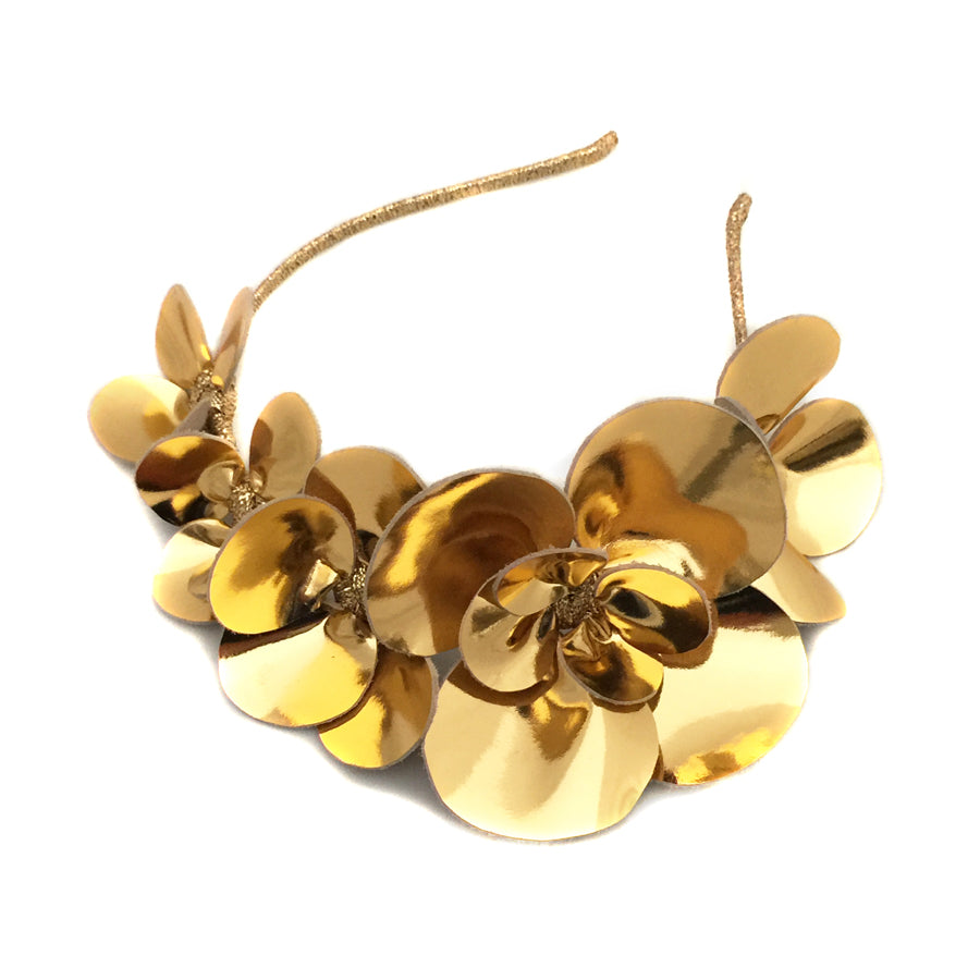 Clover Gold Mirror Floral Leather - Headband *AVAILABLE NOW*