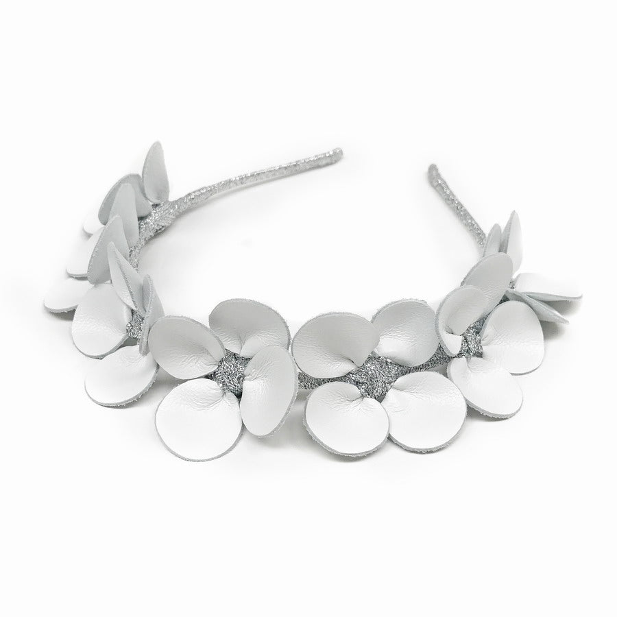 Gilly White Floral Leather - Headband *MADE TO ORDER*
