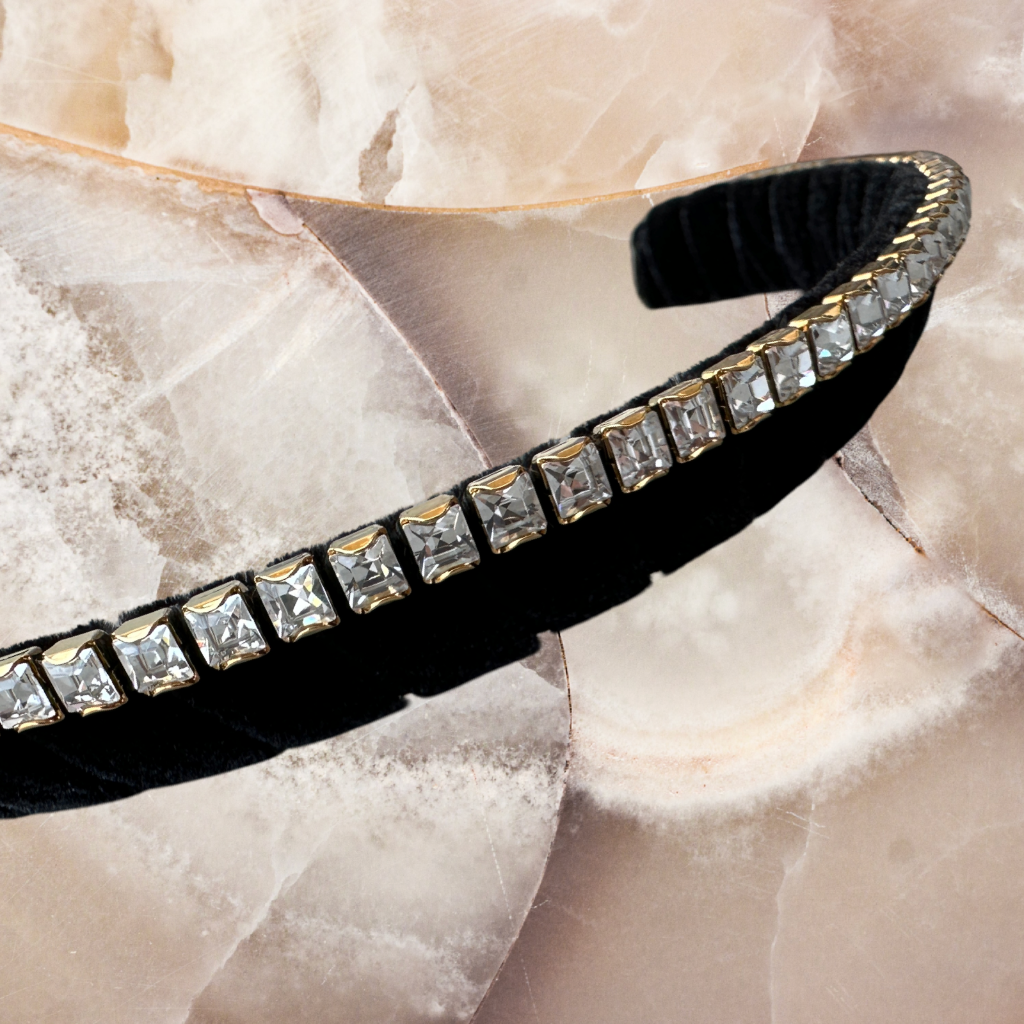 Indu Small Black Square Crystal - Iconic Crown *AVAILABLE NOW*