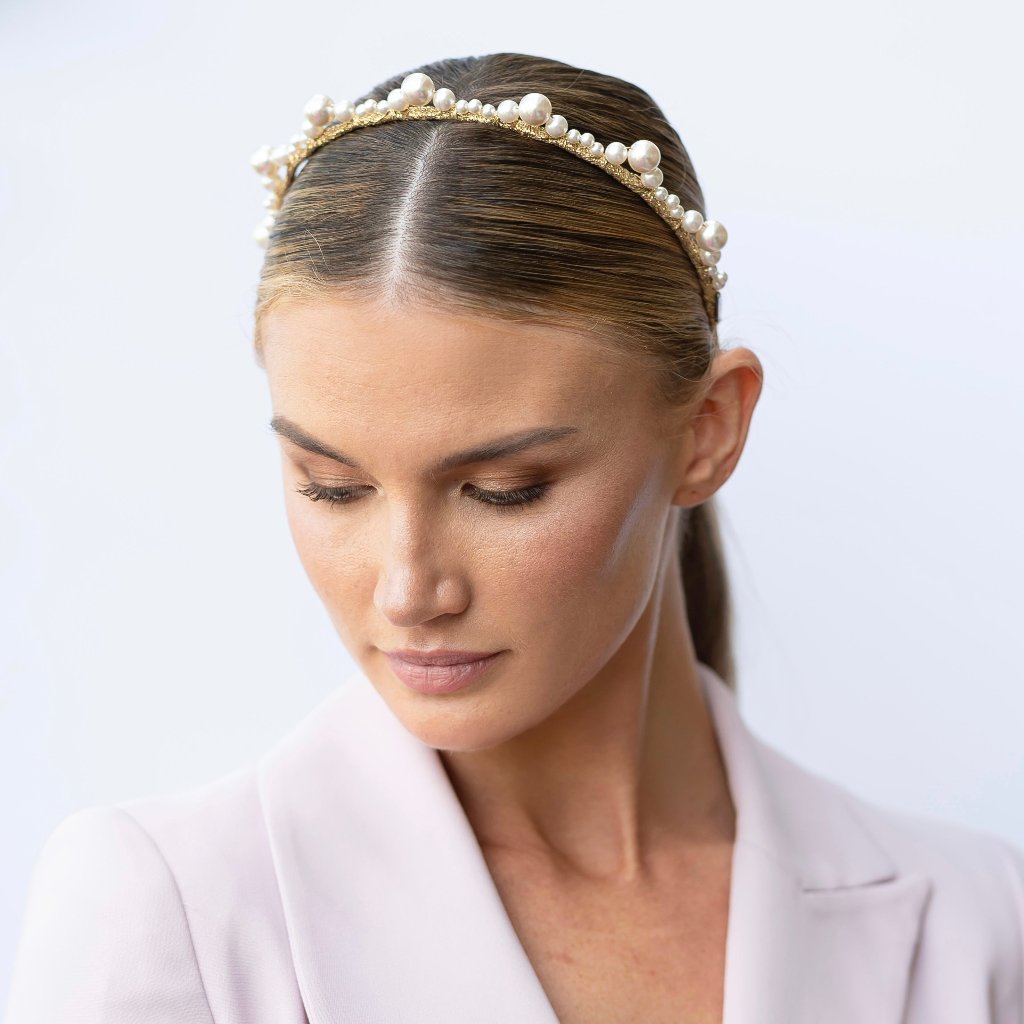 Middleton Coco Pearl / Gold - Iconic Headband *MADE TO ORDER*