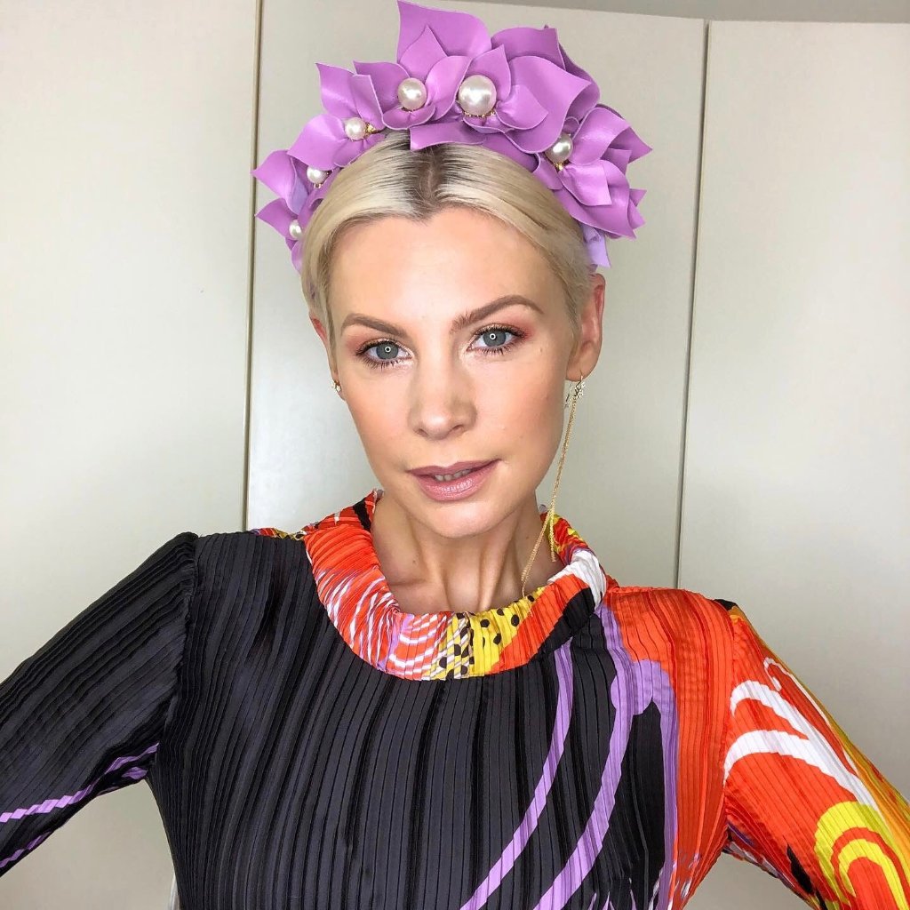 Queen Of Spades Pearl / Pink Floral Leather - Headband *AVAILABLE NOW*