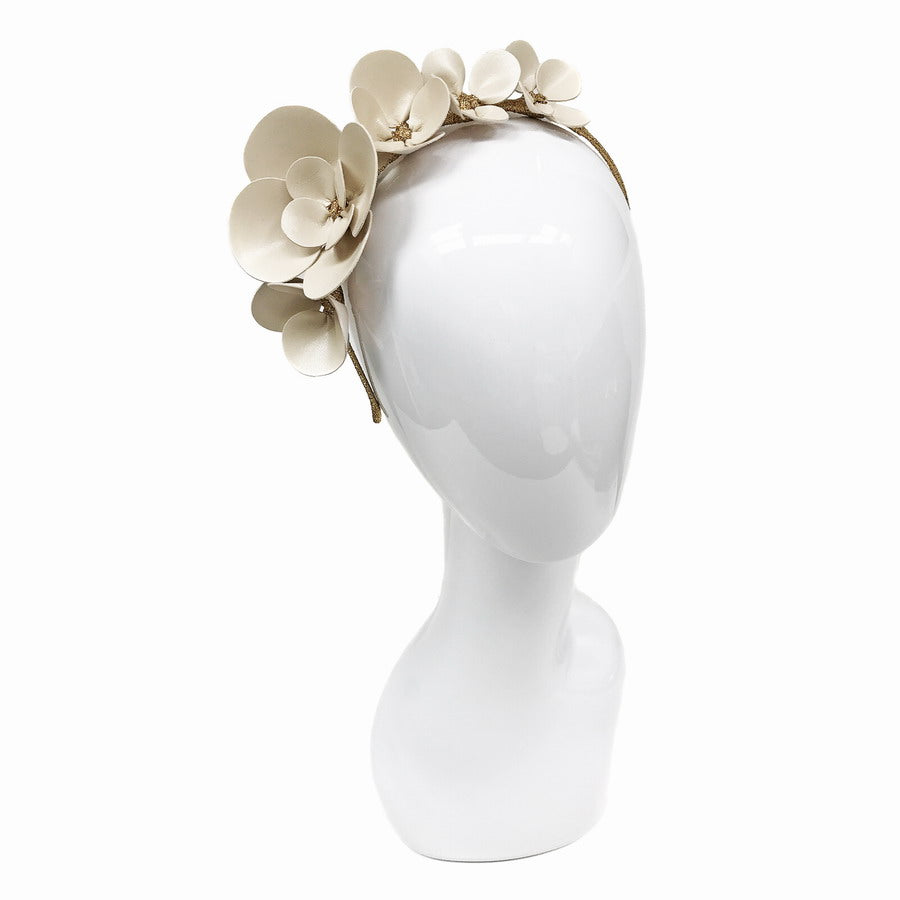 Clover Eggshell Floral Leather - Headband *MADE TO ORDER*