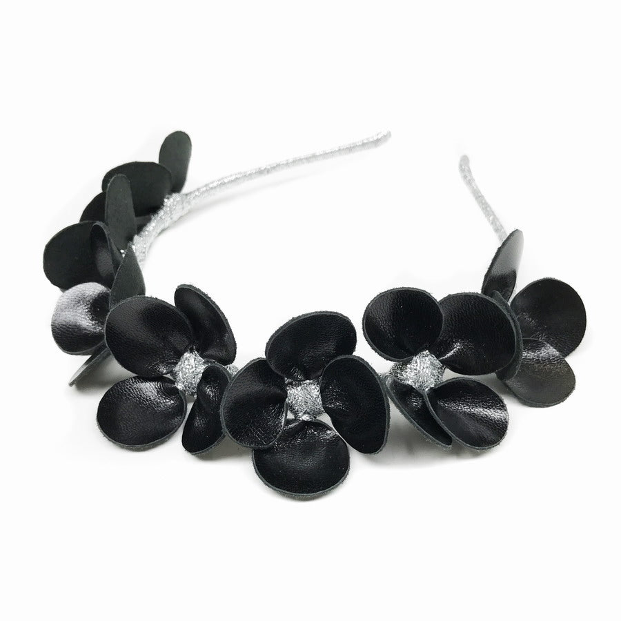Gilly Black Floral Leather - Headband *MADE TO ORDER*