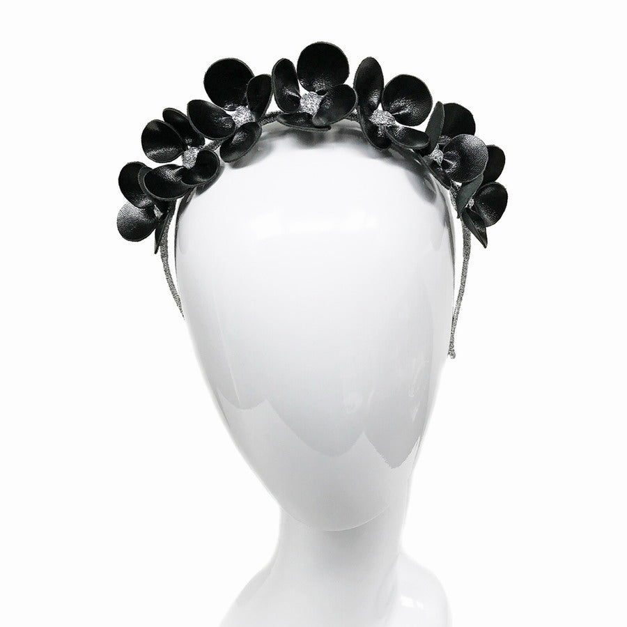 Gilly Black Floral Leather - Headband *MADE TO ORDER*