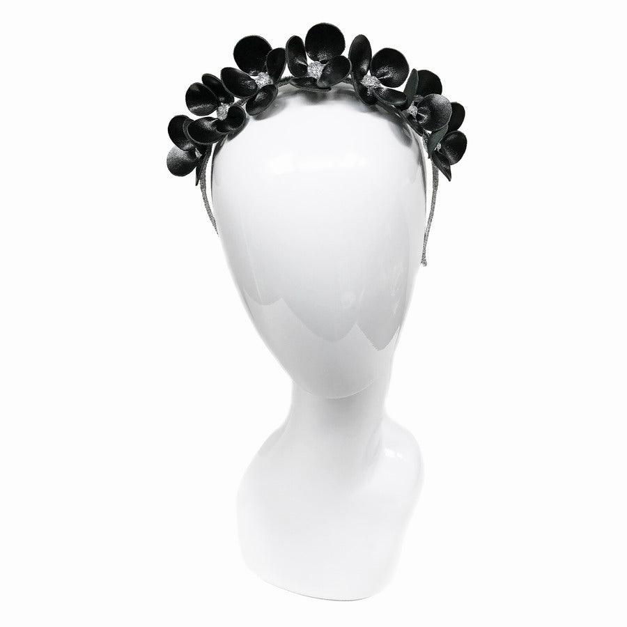 Gilly Black Floral Leather - Headband *MADE TO ORDER*