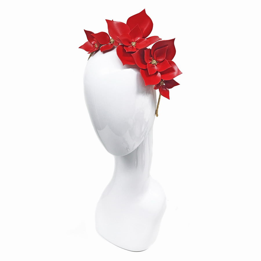 Queen Of Spades Red Floral leather - Headband *MADE TO ORDER*