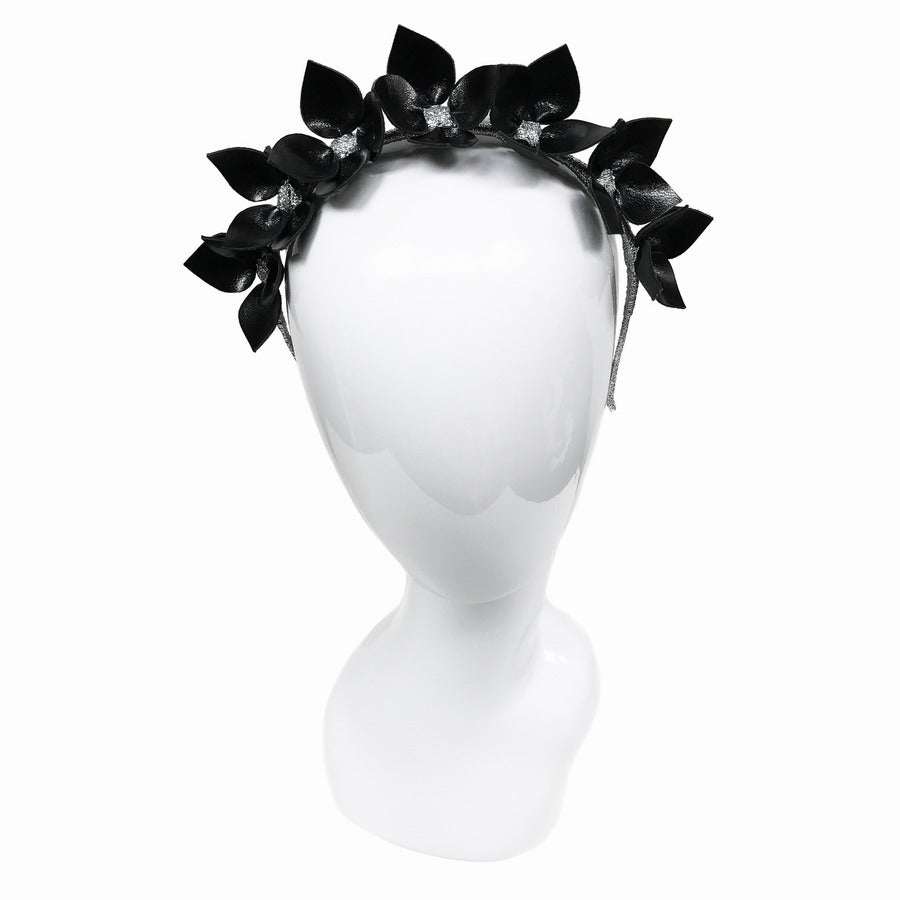 Queenie Black Floral leather - Headband *MADE TO ORDER*