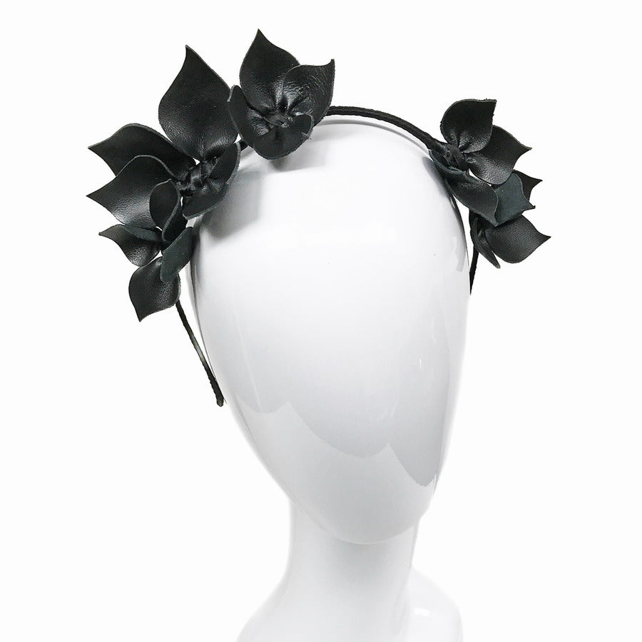 Spades All Black Floral leather - Headband *MADE TO ORDER*