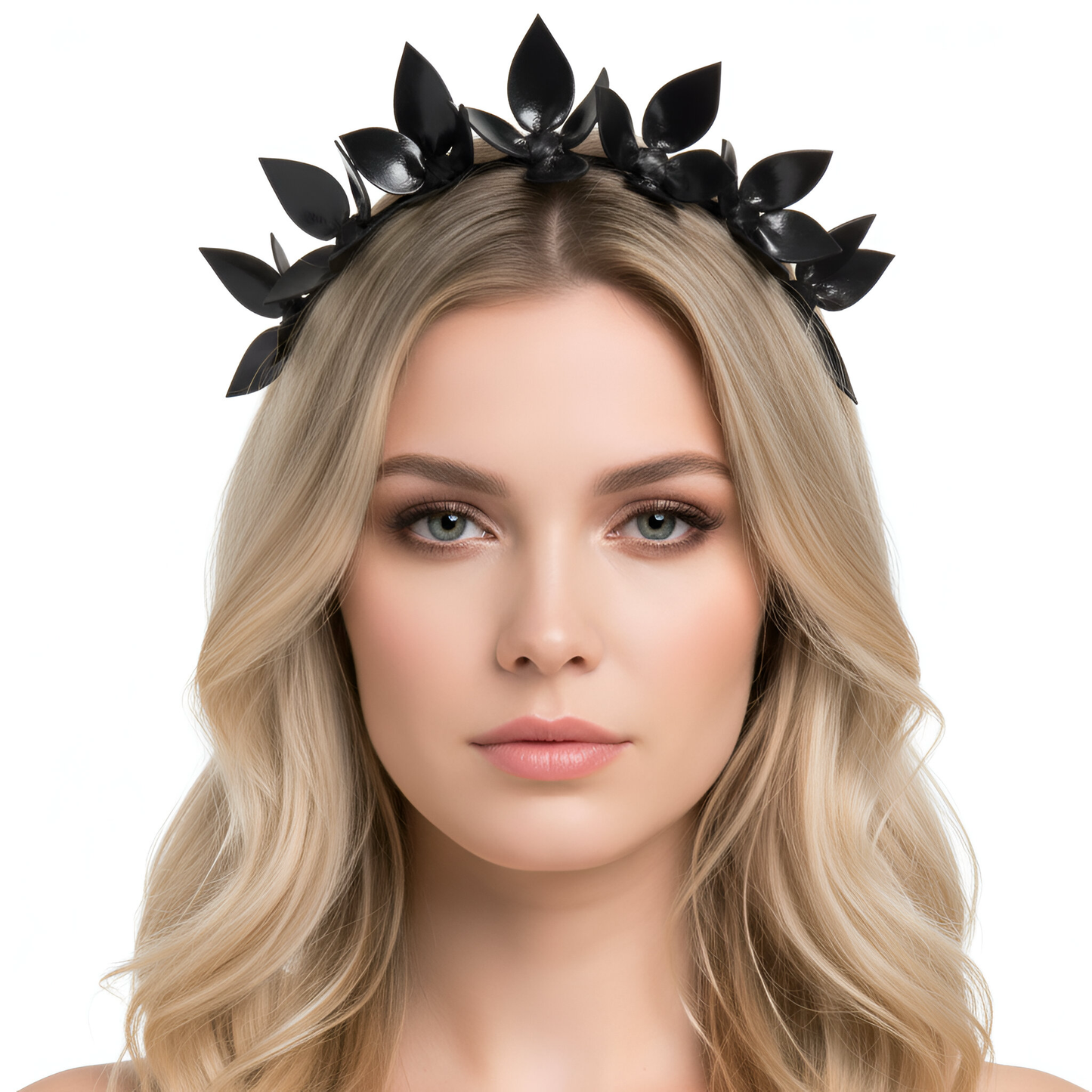 Suzette All Black Floral leather - Headband *MADE TO ORDER*
