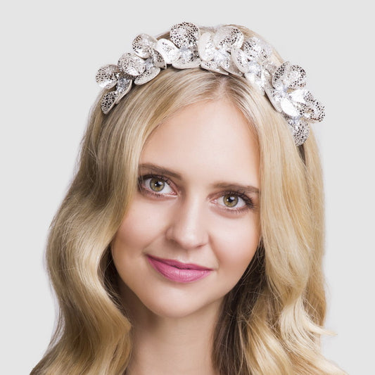 Gilly Silver Floral Leather - Headband *AVAILABLE NOW*
