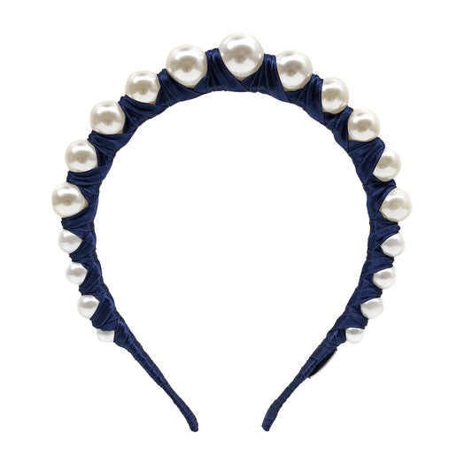 Derby Pearl Navy Blue - Iconic Headband *MADE TO ORDER*