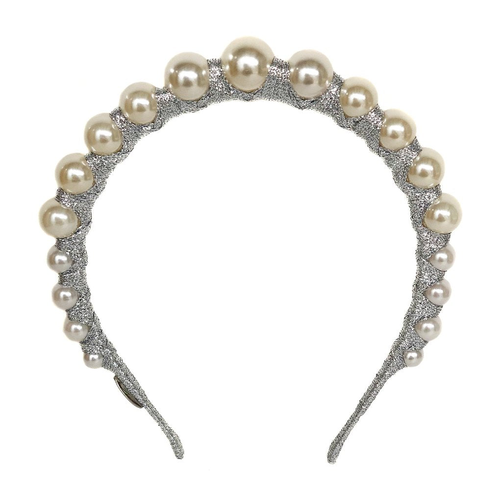 Derby Pearl Silver - Iconic Headband *Made To Order* 3 Weeks