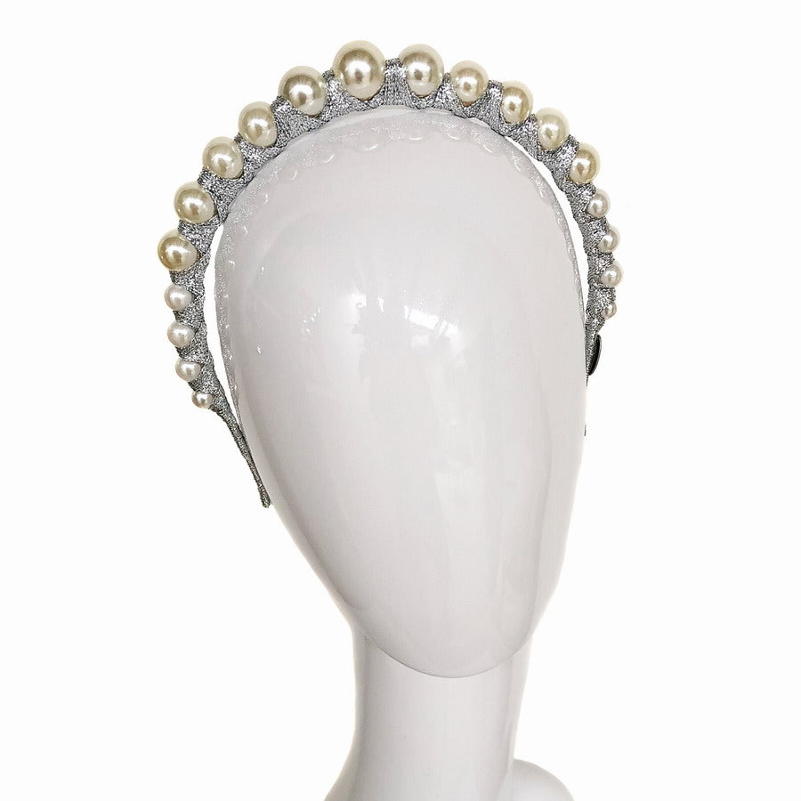 Derby Pearl Silver - Iconic Headband *Made To Order* 3 Weeks
