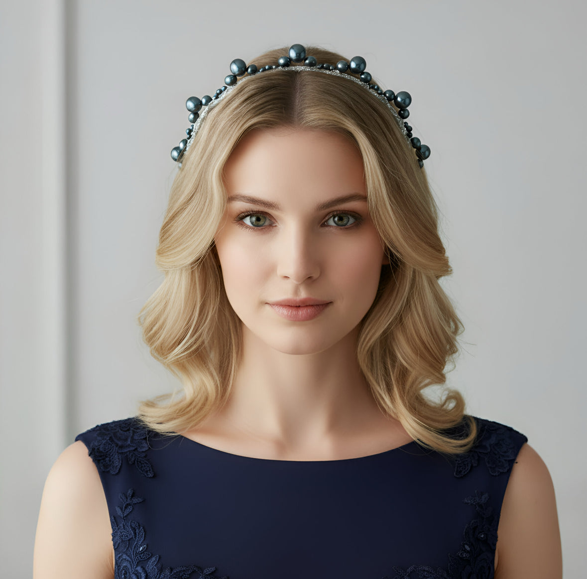 Middleton - Silver / Steel Blue Headband *Available Now*