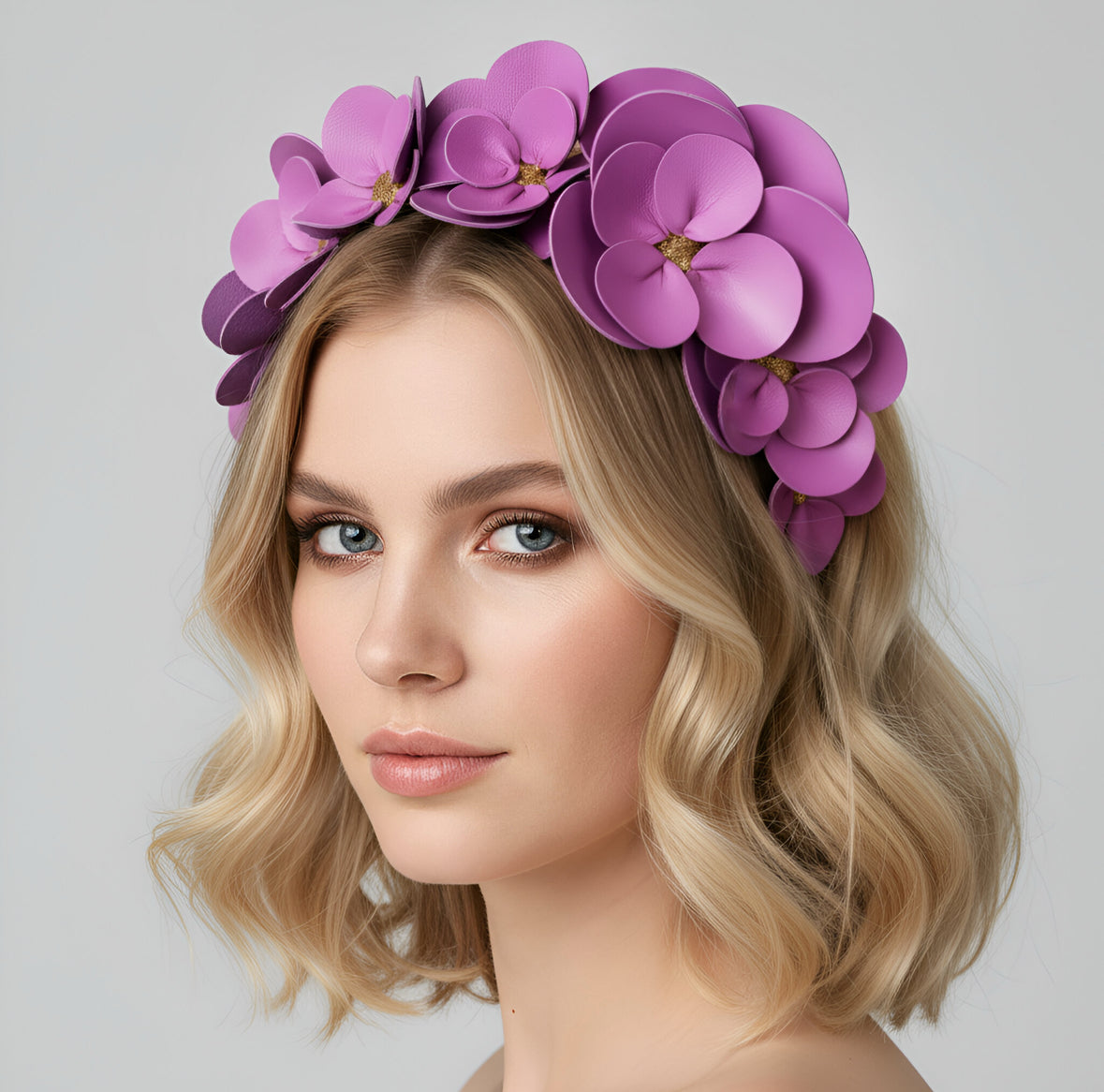 Clover Pink Floral Leather - Headband *AVAILABLE NOW*