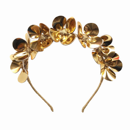 Gilly Gold Mirror Floral Leather - Headband *MADE TO ORDER*