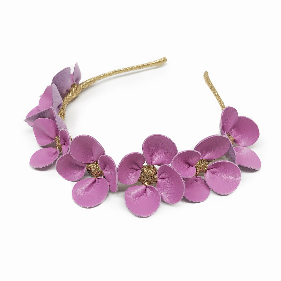 Gilly Pink Floral Leather - Headband *AVAILABLE NOW*