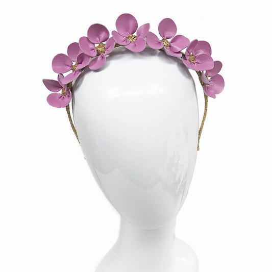 Gilly Pink Floral Leather - Headband *AVAILABLE NOW*