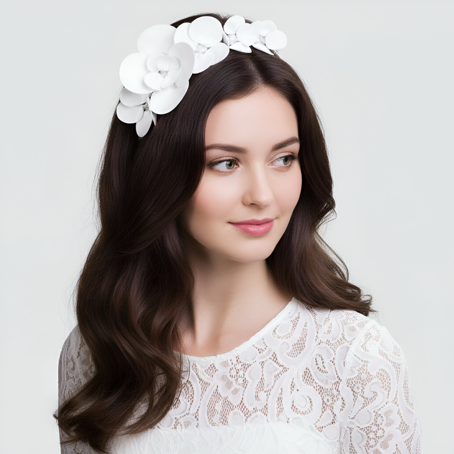 Clover White Floral Leather - Headband *MADE TO ORDER*