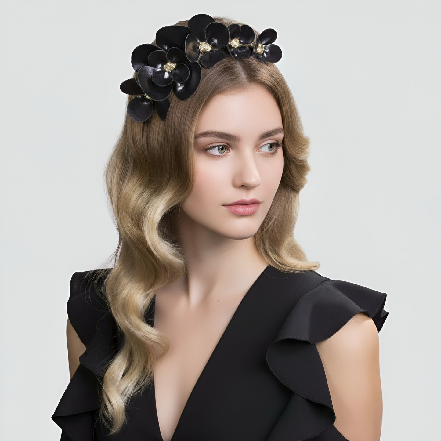 Clover Black Floral Leather - Headband *MADE TO ORDER*