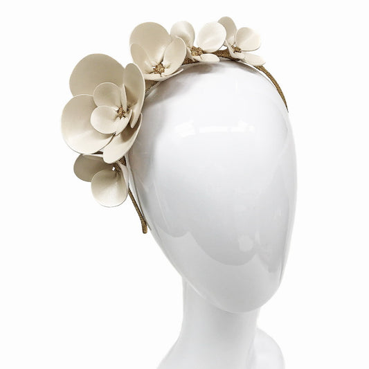 Clover Eggshell Floral Leather - Headband *MADE TO ORDER*