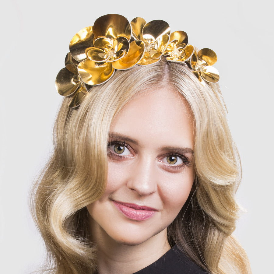 Clover Gold Mirror Floral Leather - Headband *AVAILABLE NOW*