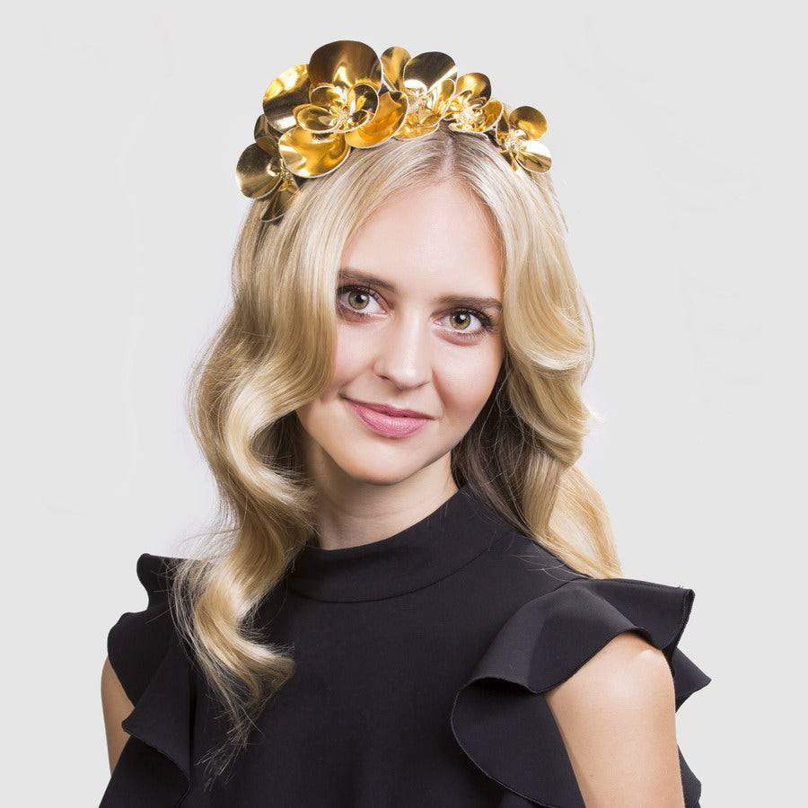 Clover Gold Mirror Floral Leather - Headband *AVAILABLE NOW*