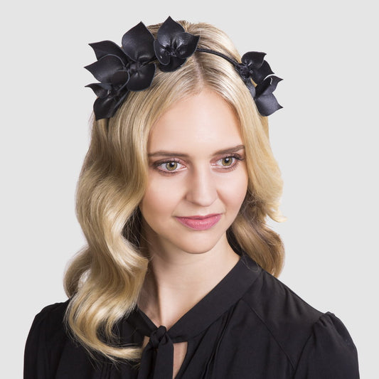 Spades All Black Floral leather - Headband *MADE TO ORDER*