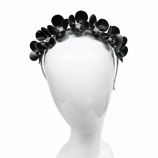 Gilly Black Floral Leather - Headband *MADE TO ORDER*
