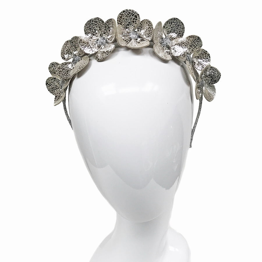 Gilly Silver Floral Leather - Headband *AVAILABLE NOW*