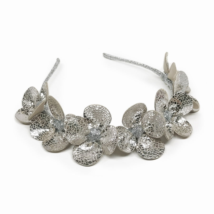 Gilly Silver Floral Leather - Headband *AVAILABLE NOW*