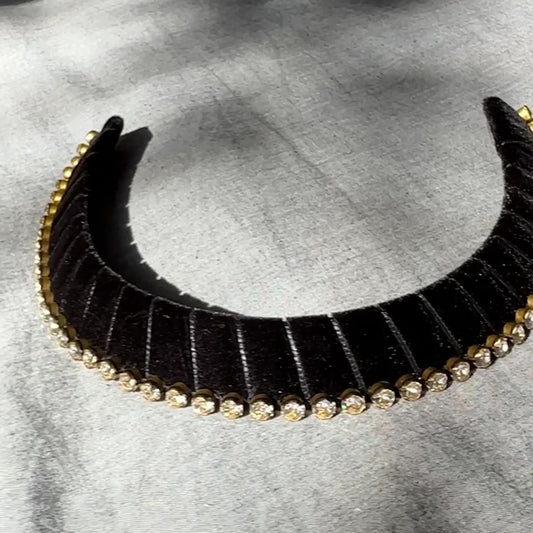 Indu Black Round Crystal - Iconic Crown *MADE TO ORDER*